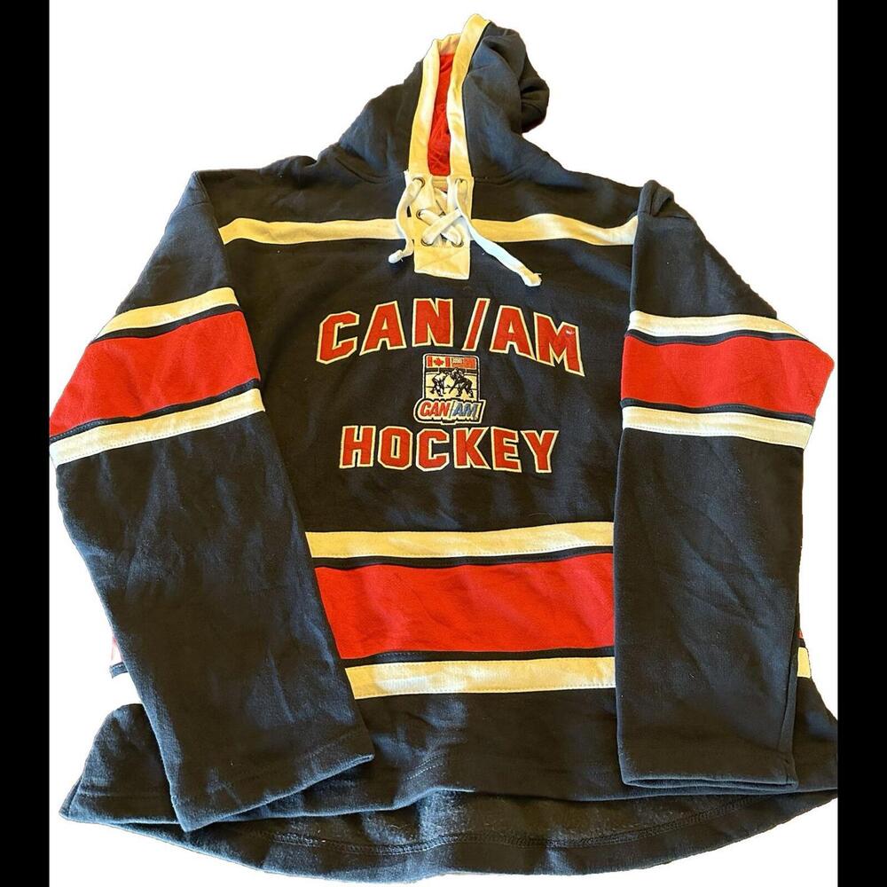 Vintage CAN AM Hockey NHL Hooded Sweatshirt Size Medium